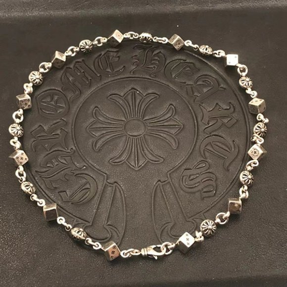 Chrome Hearts Style Sterling Silver 925 Dice Cross Necklace w/Chrome Hearts box - Picture 2 of 5